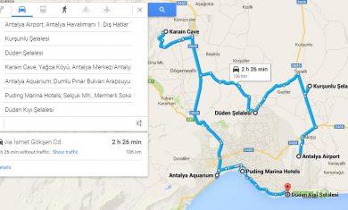 2 Günlük Antalya Turu, Antalya Gezi Planı, Antalya Gezisi Haritası